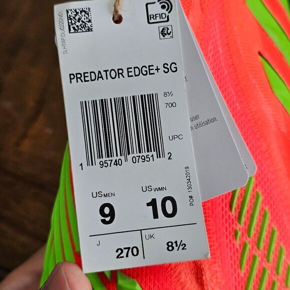 Adidas Predator Edge+ Plus SG Soccer Cleats Data Pack Women's 10 Solar Red Green - Picture 14 of 15